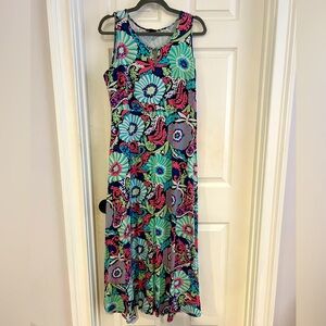 Talbots Lilly-inspired Filligree Floral Jersey Maxi Dress. Size XL. GUC.